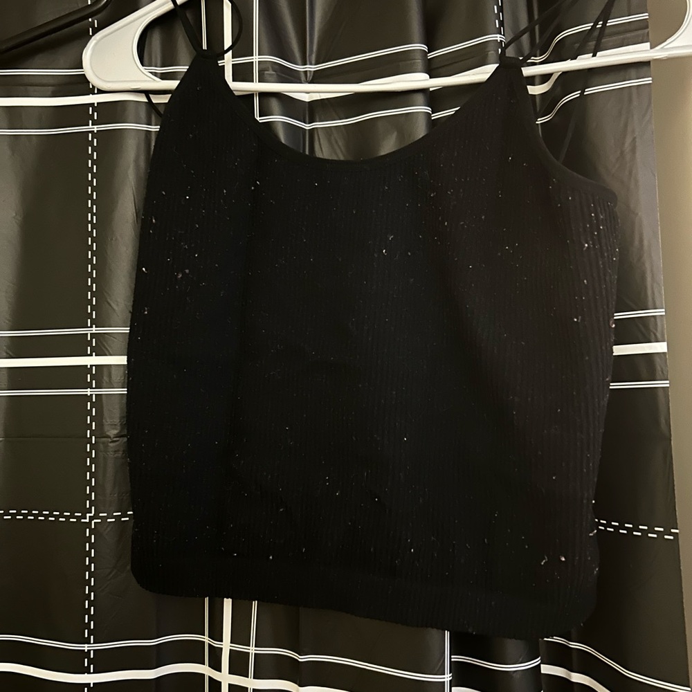 Black Ribbed Crop Top